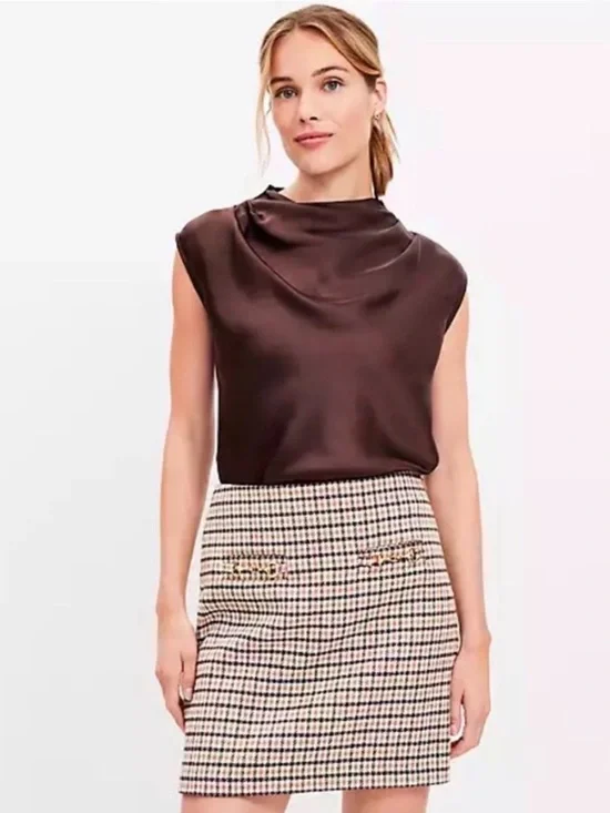 LOFT Horsebit Plaid Mini Skirt 14