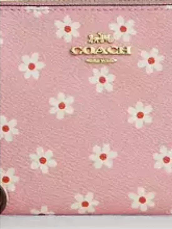 Coach Pink Floral Daisy Compact Wallet