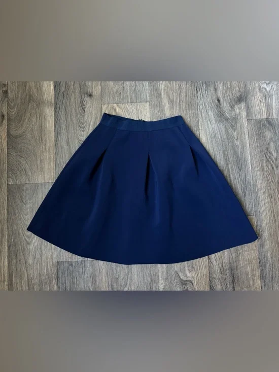 Vintage Essentiel Antwerp Blue Pleated A-Line Short Skirt Zip Closure Women's 36