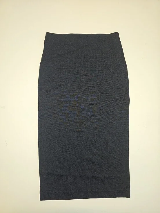 NWT | 4 | H&M | Navy Blue Stretch Knit High-Waist Midi Pencil Skirt