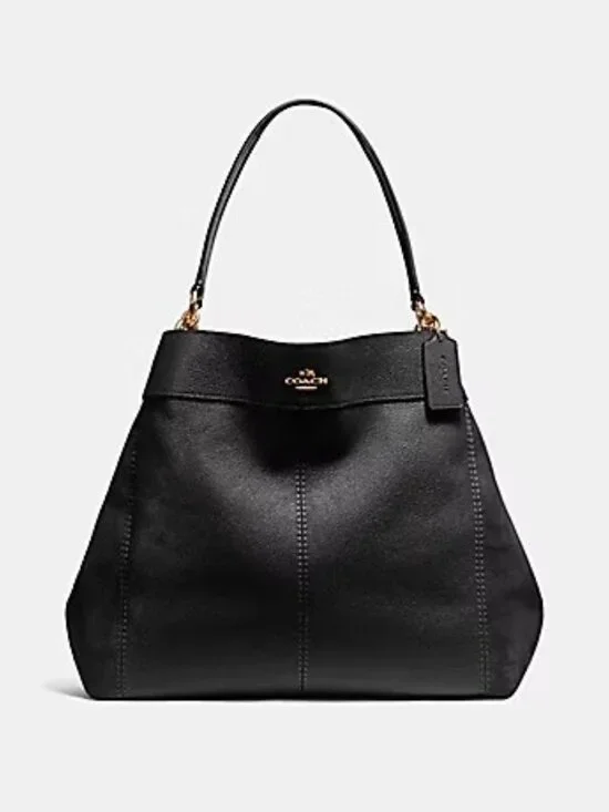 Euc Coach Lexy Black Suede & Leather Shoulder Bag
