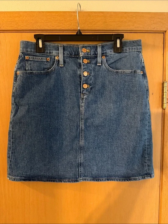 J. Crew Women’s Classic Button-Front Denim Mini Jean Skirt Medium Wash Size 29