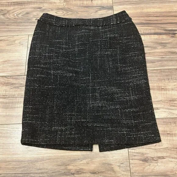 Ann Taylor Skirt Women’s 6 Black White Wool Blend Preppy Career Office