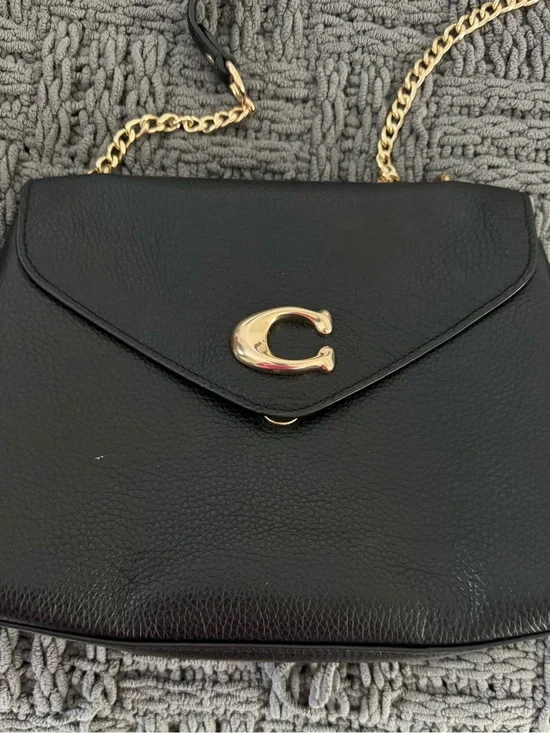 Coach Black Pebbled Leather Crossbody Bag with Gold 'C' Accent