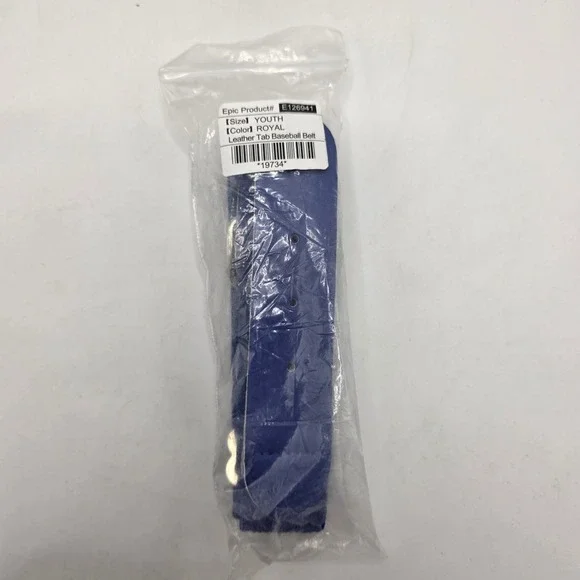 Epic Sports Baseball Belt Youth Royal Blue Leather Tab Adjustable Athletic Gear