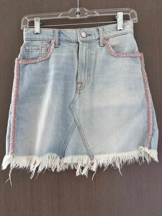 7 For All Mankind Frayed Denim Mini Skirt with colorful trim - Size 24 or XS