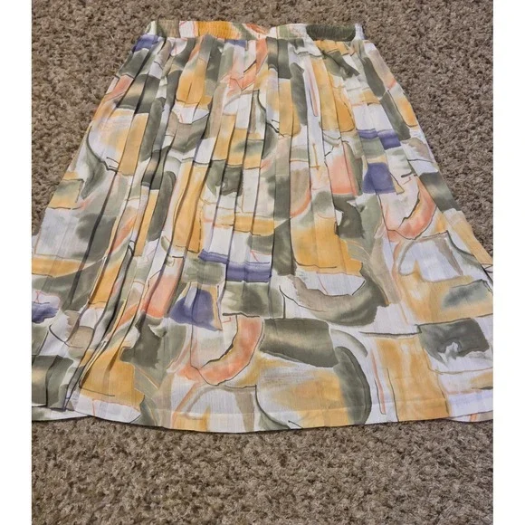 Alfred Dunner Pleated Skirt Womens‎ Size 18 Abstract Print Elastic Waistband