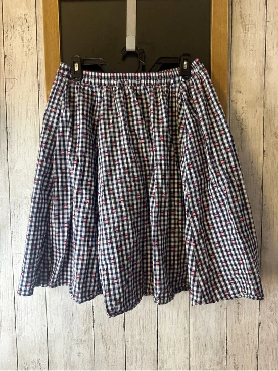 Maeve navy gingham skirt with red accents. Size M