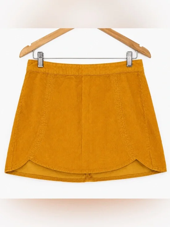 PacSun Y2K Mustard Corduroy A-Line Mini Skirt Cotton Fall 27
