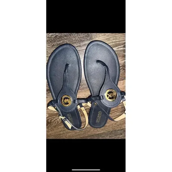 Michael Kors Navy Blue Thong Adjustable‎ Strap Sandals Womens Size 9.5