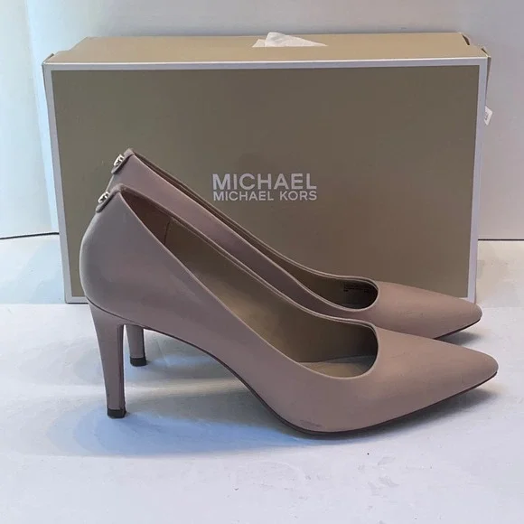 Michael Kors Alina Flex High Pump‎ Leather Heels Lt Cream US 8.5M Stiletto