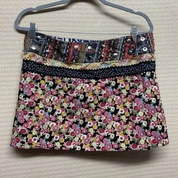 NWT Coco+Carmen Floral Festival Grunge Wrap Reversible Mini Skirt Women One Size