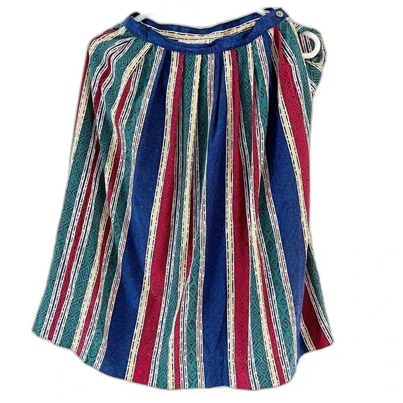 Vintage 90s Women’s Striped Midi Skirt Tribal Multicolor Striped Lined Sz 6