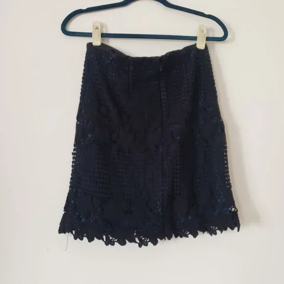 Ann Taylor‎ LOFT Womens Black Lace Straight Skirt Size 2 Office Career Crochet