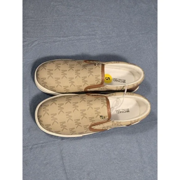 Michael Kors Women's New NOA Slip On Sneaker -Tan Jacquard Size 5M