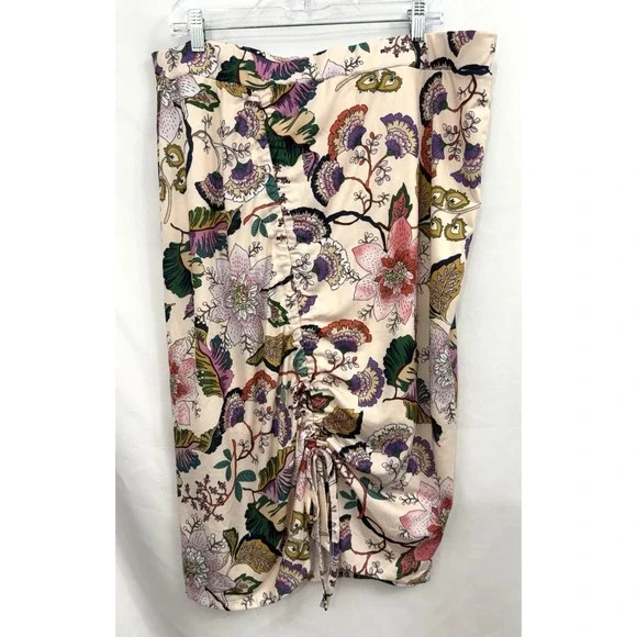 Eloquii Floral Stetch‎ Knit Floral Skirt Womens Plus Size 20 Gathered Drawstring