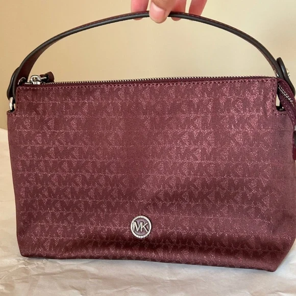 Michael Kors Logo Purse Messenger Bag Canvas Red Everyday