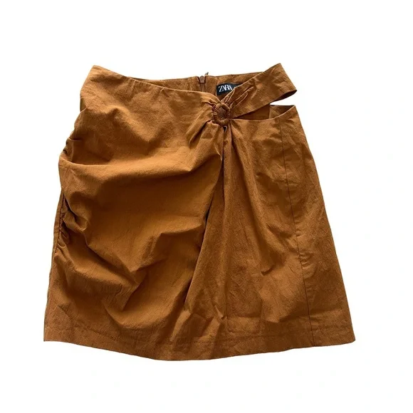 Zara Rust Brown Ring Detail A-Line‎ Skirt