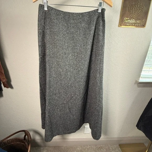 Lauren‎ Ralph Lauren Gray 100% Lambswool Tweed Maxi Skirt Womens 10