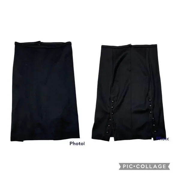 Unbranded Black Vintage‎ Pencil Skirt Back Button Panel Size Small