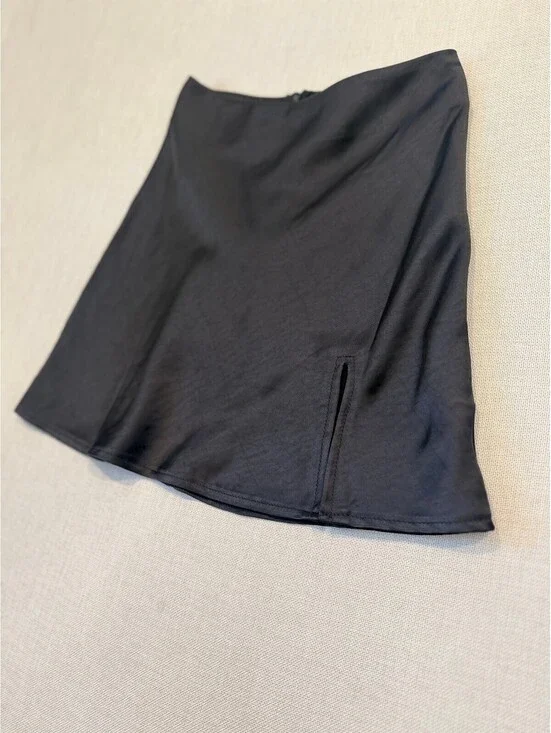 Princess Polly Glossy Satin Mini Skirt with Side Slit - Size 2