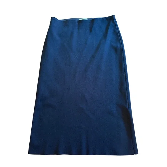 COS Black Ribbed Knit Midi Skirt Minimalist Back Slit Women's‎ Size Medium