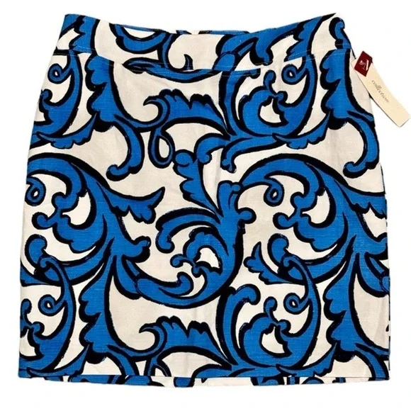 NWT Linen Acanthus Leaves/Scroll Straight Pencil Skirt  Size 4 Merona Resortwear