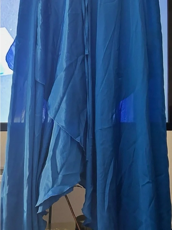 ZARA Flowy Blue Tiered Midi Skirt