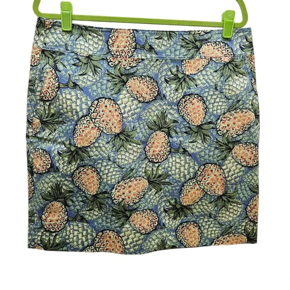 Talbots Petites Pineapple Print Skirt - Blue, Pink,‎ Green - Size 14P