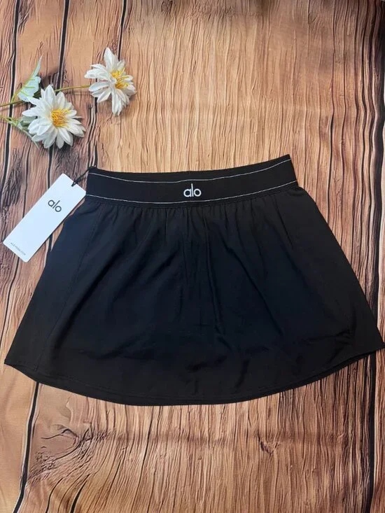 😍ALO Yoga Match Point Tennis Skirt🏆 Minimal Black Skort-NWT