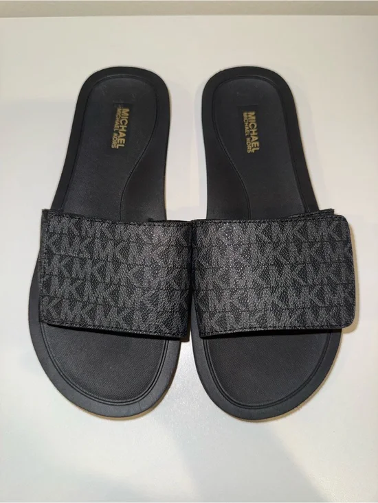 Michael Kors Black Logo Slide Sandals