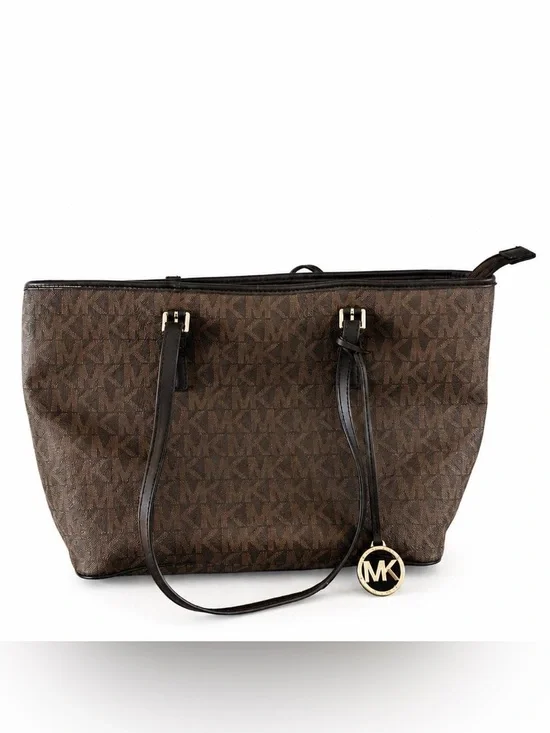 Michael Kors Brown Signature MK Monogram Tote Bag Shoulder Purse