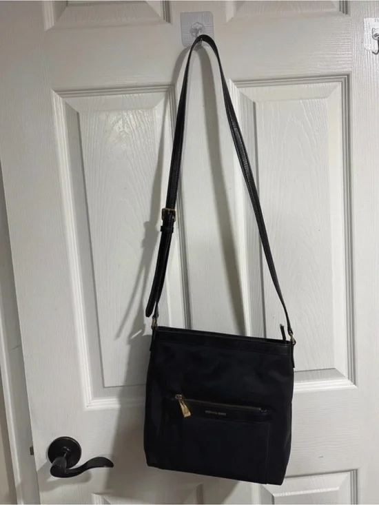 Michael Kors Black Nylon Crossbody with Gold Hardware