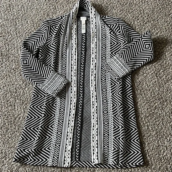 Chico's Pieced Jacquard Topper cardigan size1/M