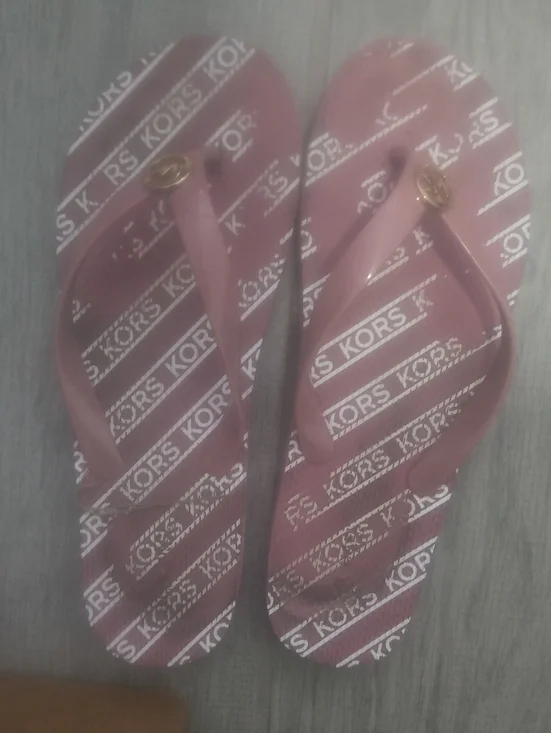 Michael Kors Rose Pink Logo Strap Flip Flops