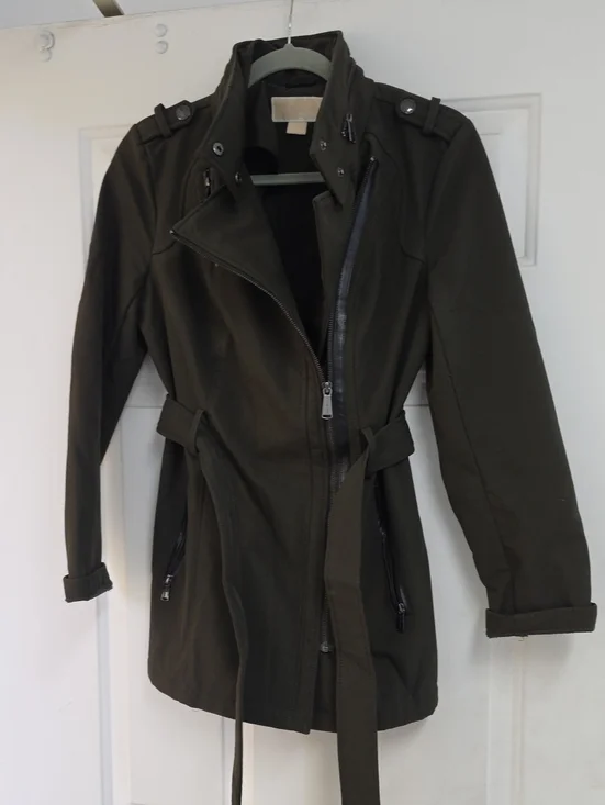 Michael Kors olive green asymmetrical military jacket