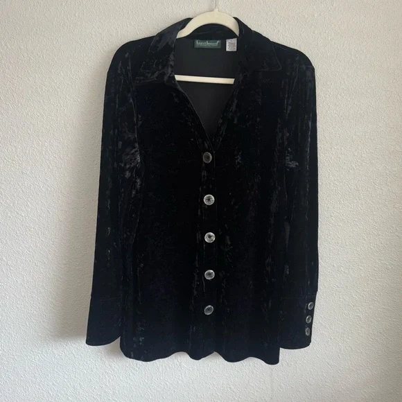 VTG Harvard‎ Benard Large Velour Crushed Velvet Button Down Whimsigoth Cardigan