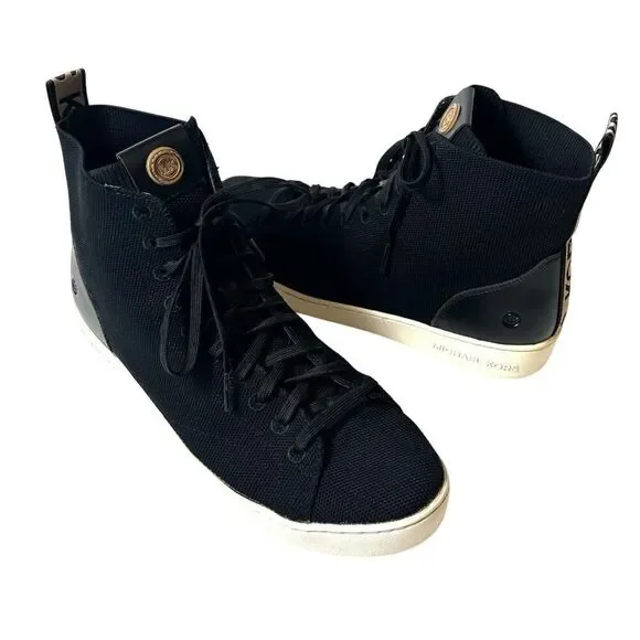 MICHAEL MICHAEL KORS Womens 10M Black Fabric Stretch Bootie Hi Top Sneaker Shoes
