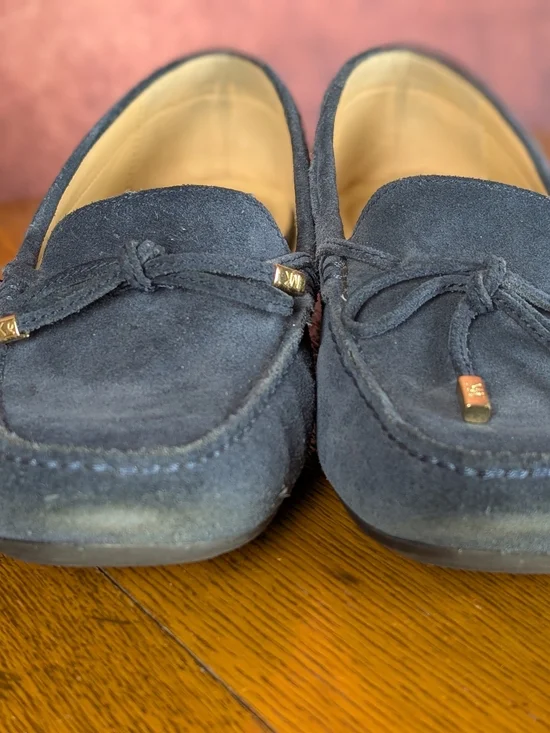 Michael Kors Navy Suede Bow-Accent Driving Loafers