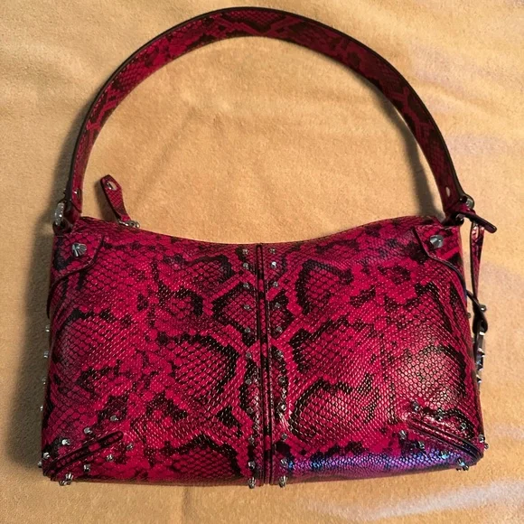 Michael Kors Hot Pink Snakeskin-Print Shoulder Bag