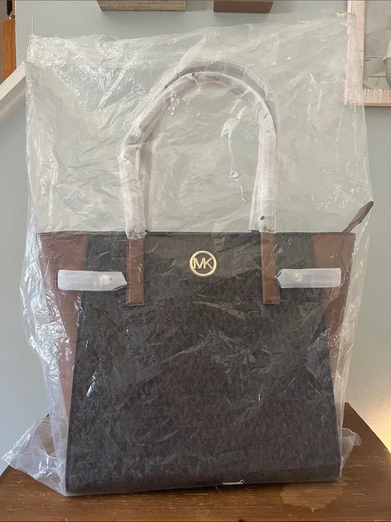 Michael Kors  “Carmen” Brown and Chestnut Signature Tote with Gold Logo