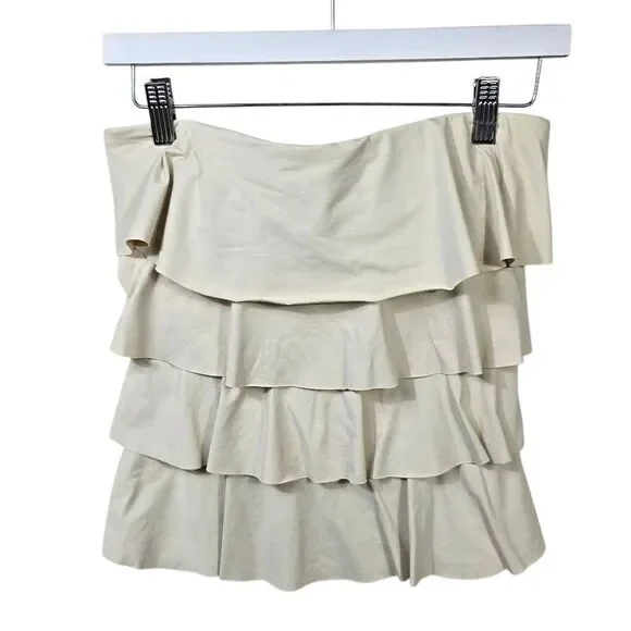 Michael Kors Cream Tiered Strapless Top