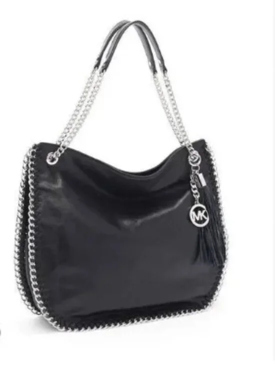 *NWT Michael Kors Whipped Chelsea Black Pebbled Leather Chain Shoulder Bag