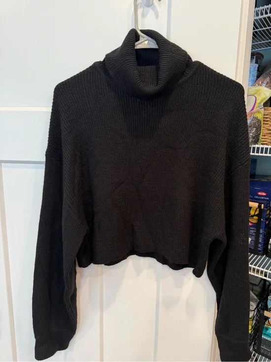 H&M Black Cropped Turtleneck Sweater