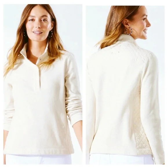 Tommy Bahama Aruba‎ Quilted Pullover Sweater S Small Linen Half Snap Button