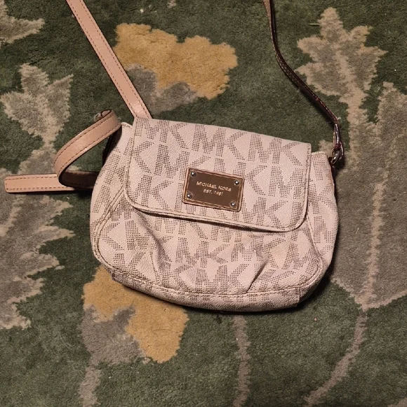 Michael Kors Cream MK Logo Crossbody Bag