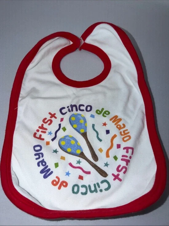 Kids Bib - First Cinco de Mayo Design in Red