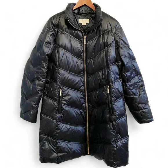 Michael Kors Women's Hooded Quilted Down Parka Long Coat