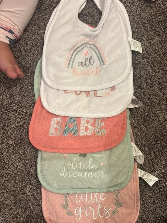 Kids Bib Set - Pastel White, Coral, Mint & Blush Bibs NEVER USED