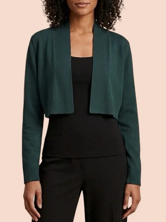 Calvin‎ Klein Sz XL Cropped Open Front Shrug Green